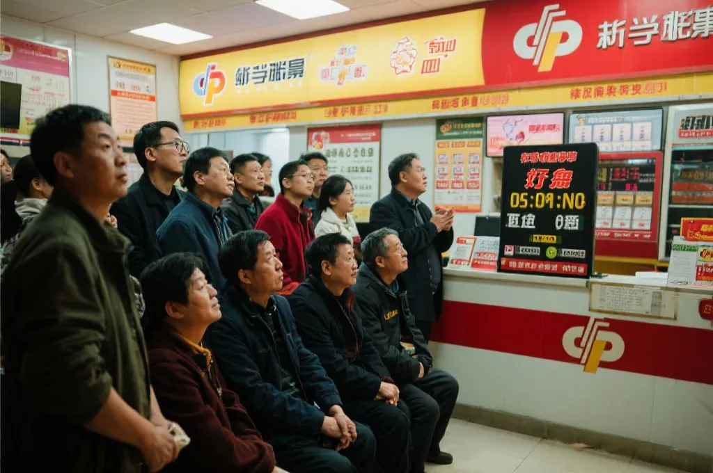 购彩者在彩票站等待开奖，氛围庄重专注